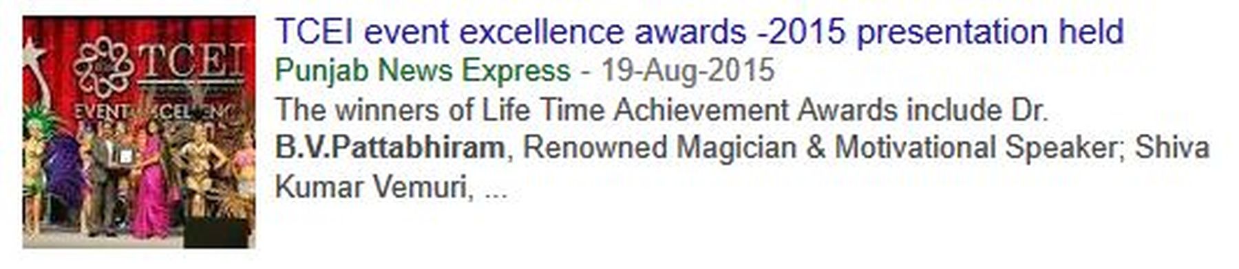 2015-08-19 - TCEI event excellence awards -2015 presentation held - Punjab News Express